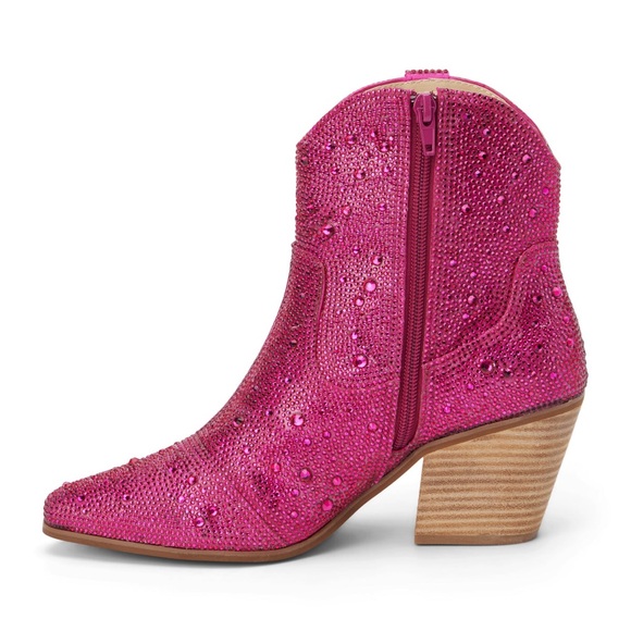 Women’s rhinestone cowboy style heeled boots sz 9 (pink) - Picture 2 of 13